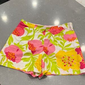 Lilly Pulitzer High Waist Floral Shorts - Pink, Green, Yellow